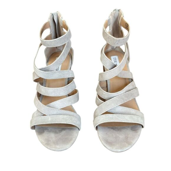Steve Madden July Grey Suede Leather Caged High Heel Sandals Womens Size 8.5 - Picture 3 of 9